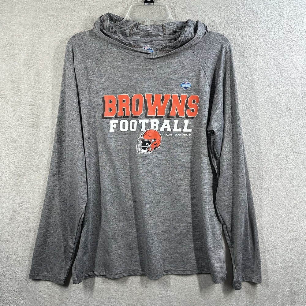 NFL Cleveland Browns Scouting Combine Long Sleeve T-shirt Men's M Hooded Gray